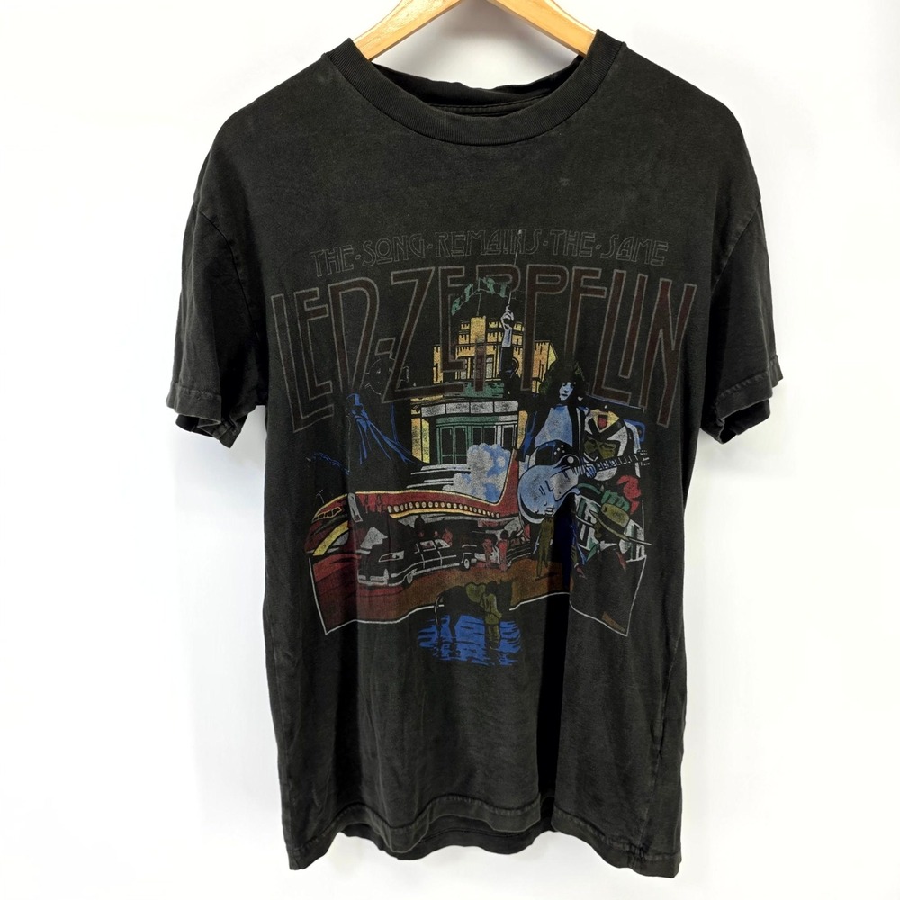 Led Zeppelin T-Shirt Mens M Faded Black The Song Remains The Same Vintage Rock T
